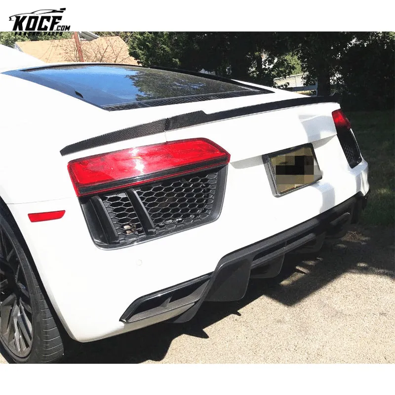 3-PC style carbon fiber rear decklid spoiler boot spoiler For 2017-2020 Generation 2 Audi R8 V10 Coupe