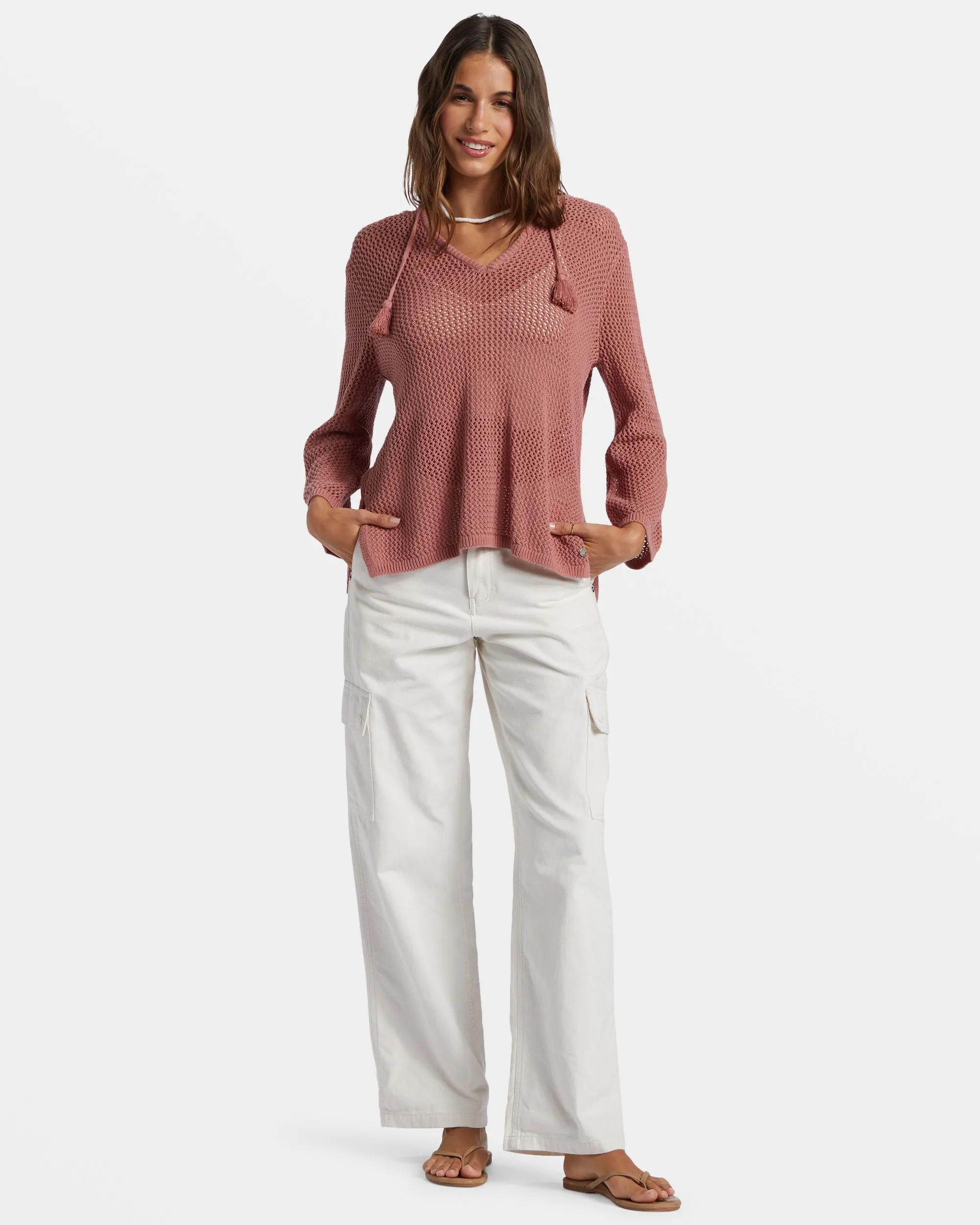 After Beach Break V-Neck Sweater - Ash Rose