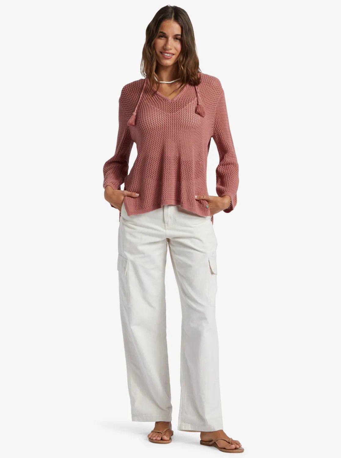 After Beach Break V-Neck Sweater - Ash Rose