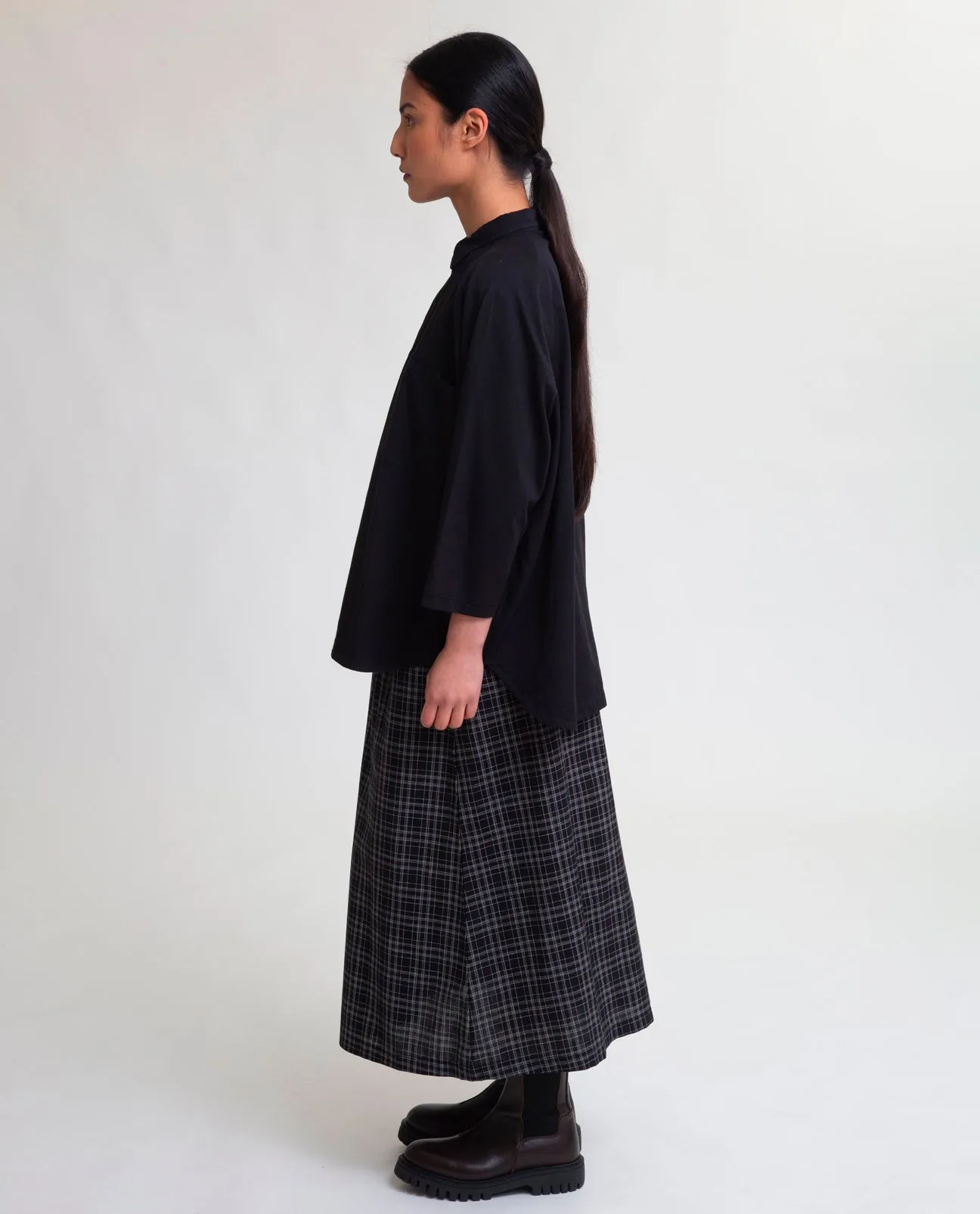 Ashley-Cay Organic Cotton Skirt In Black & White Check