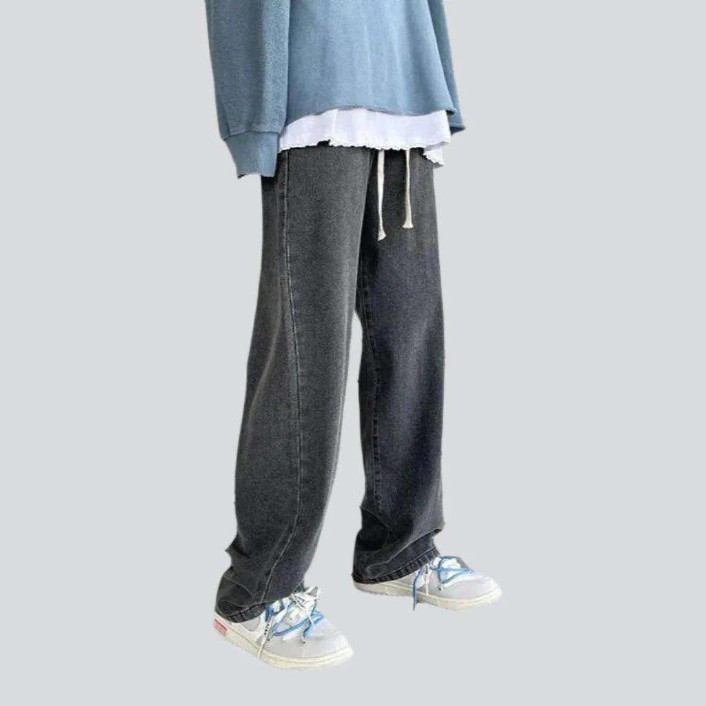 Baggy denim joggers for men