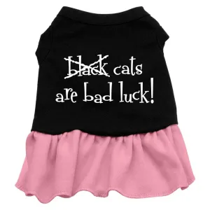 Black Cats are Bad Luck Screen Print Dress Black with Pink Med (12)