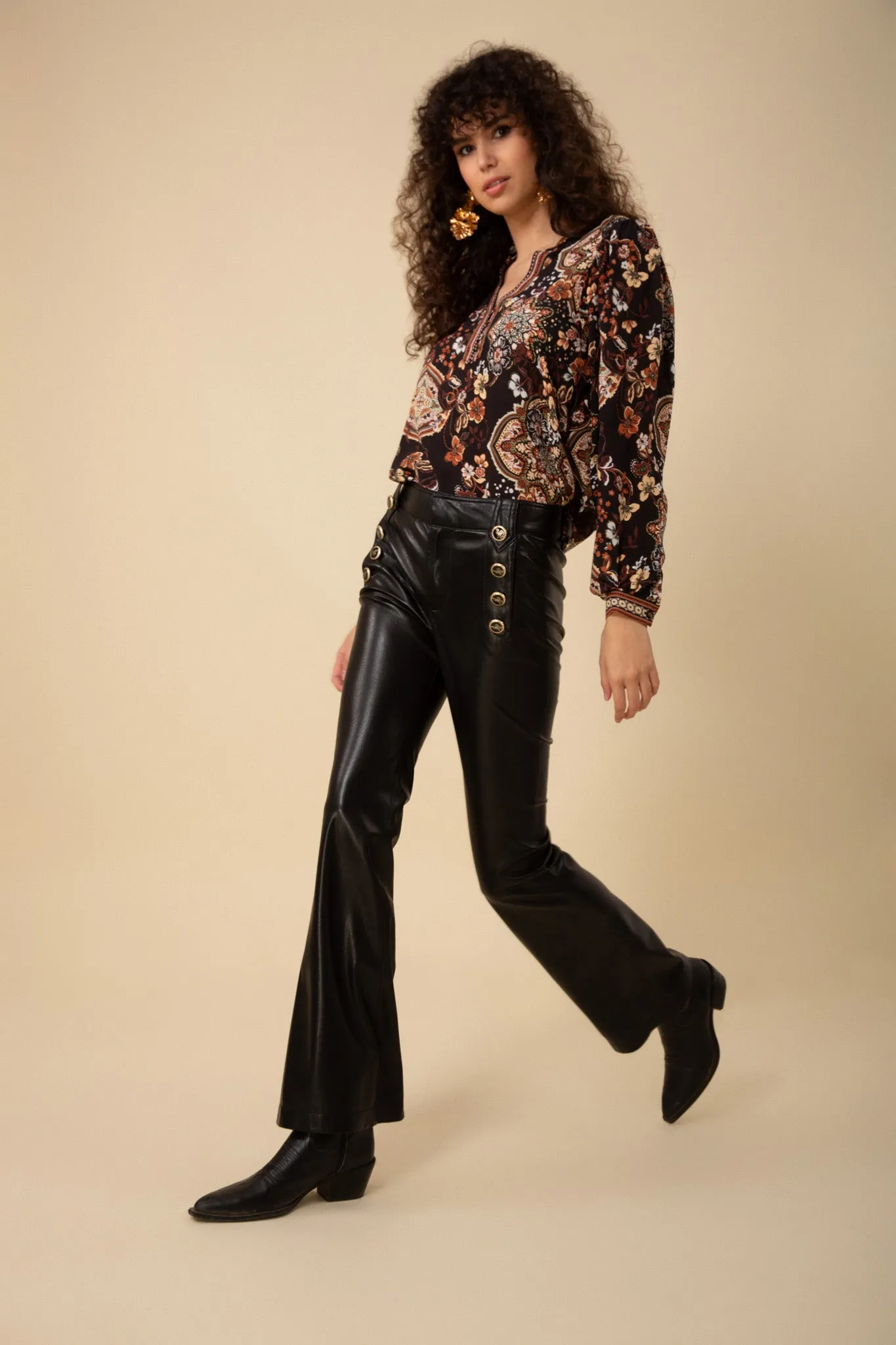 Black Lyric Faux Leather Bootleg Pants