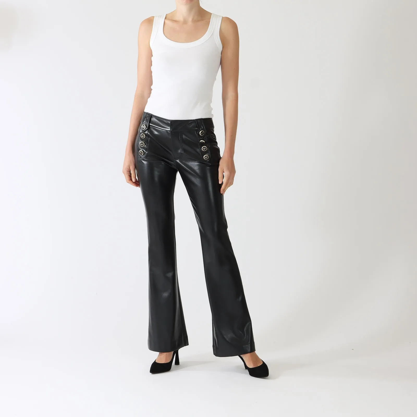 Black Lyric Faux Leather Bootleg Pants