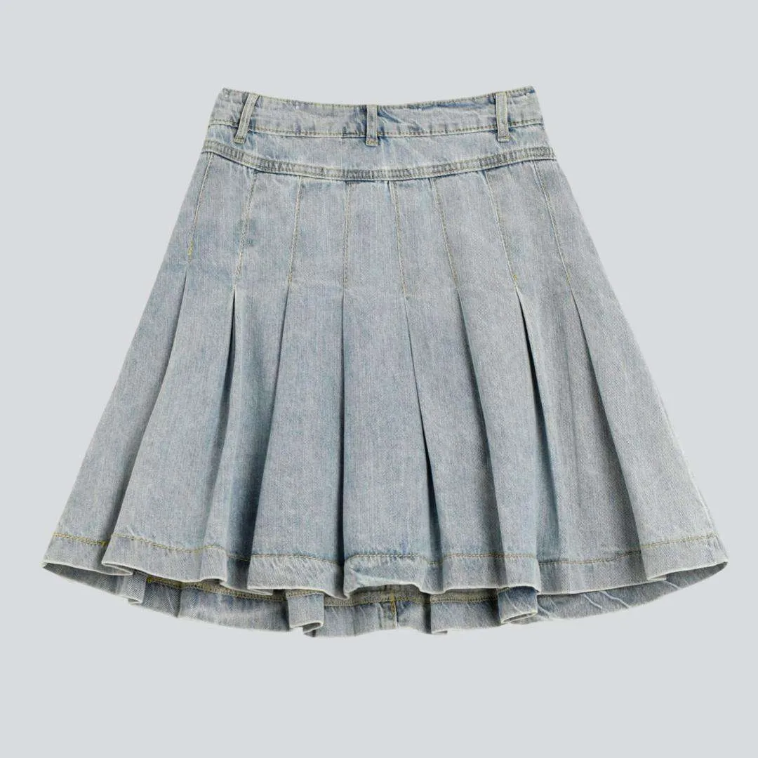 Bleached denim skater skirt