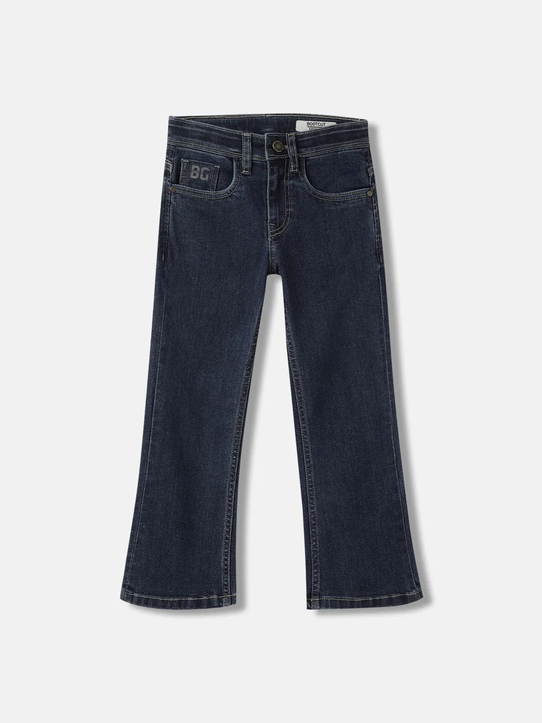 Blue Giraffe Boys Blue Washed Mid-Rise Bootcut Jeans