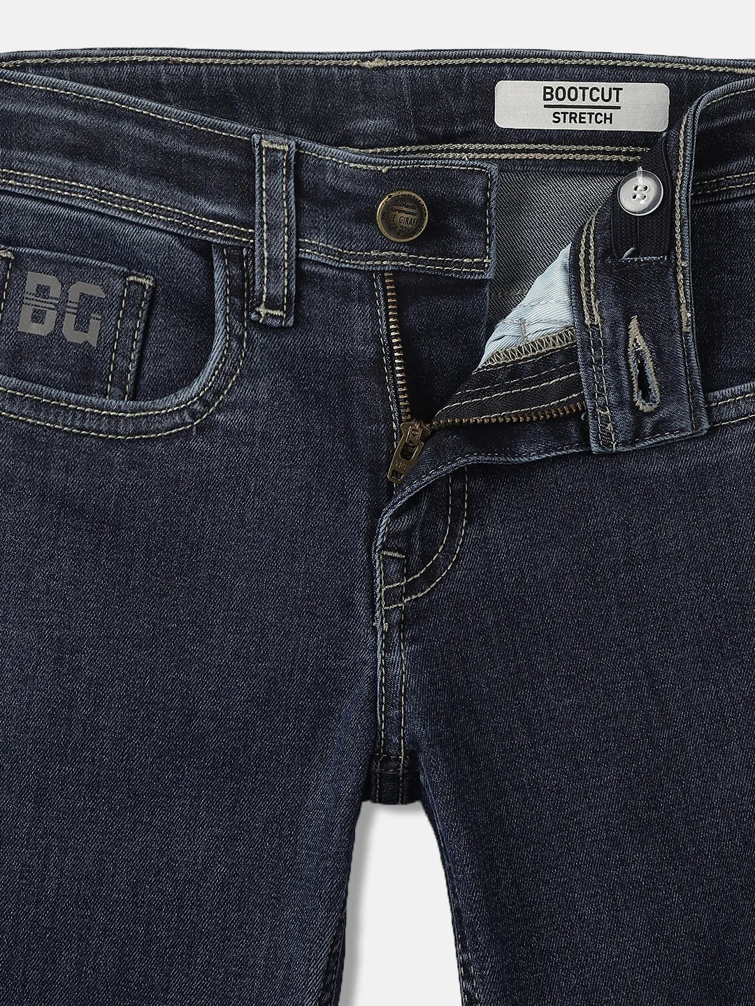 Blue Giraffe Boys Blue Washed Mid-Rise Bootcut Jeans