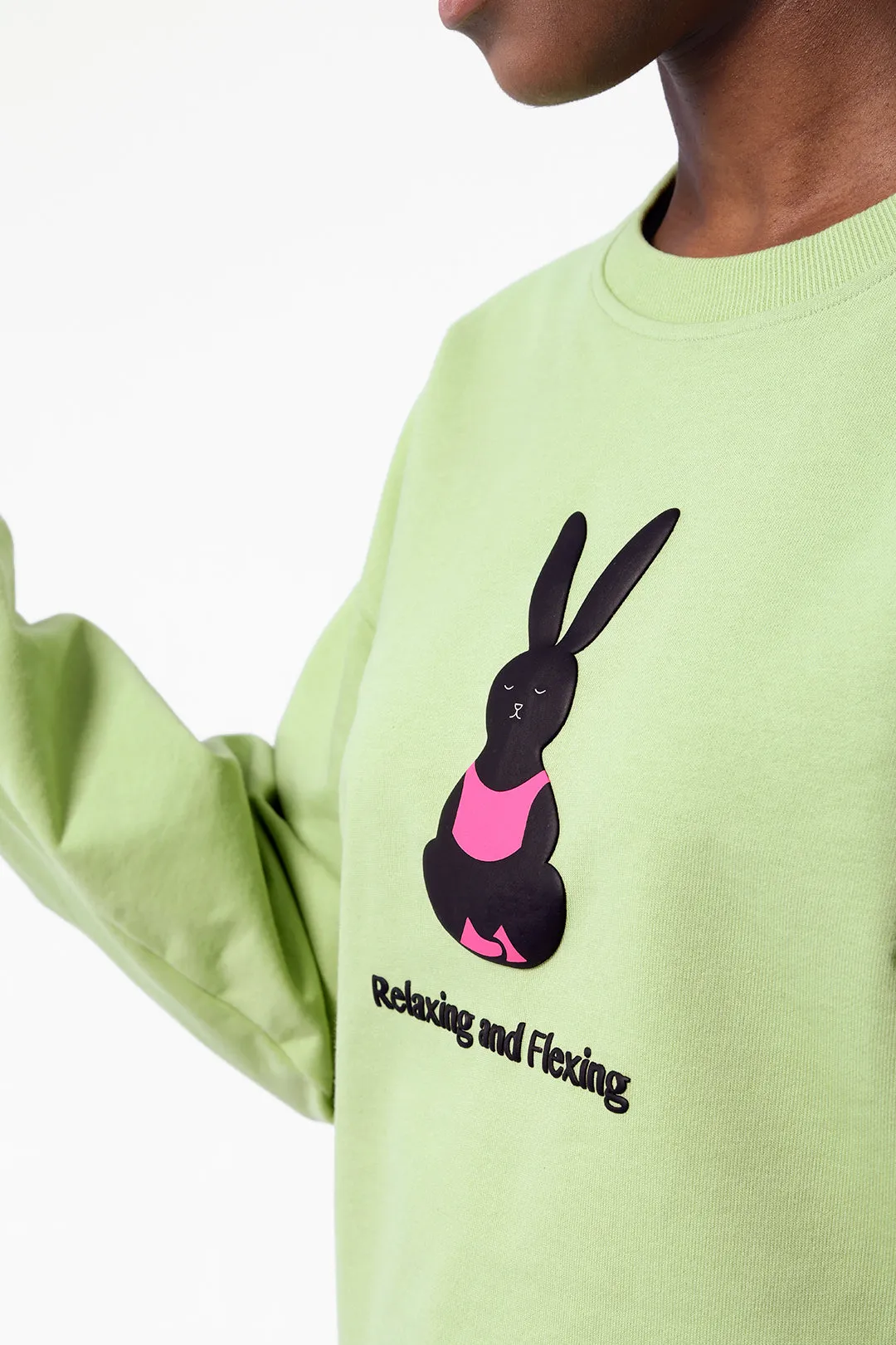 Bunny Sports Series Print Round Neck Sweatshirt-Yoga Bunny