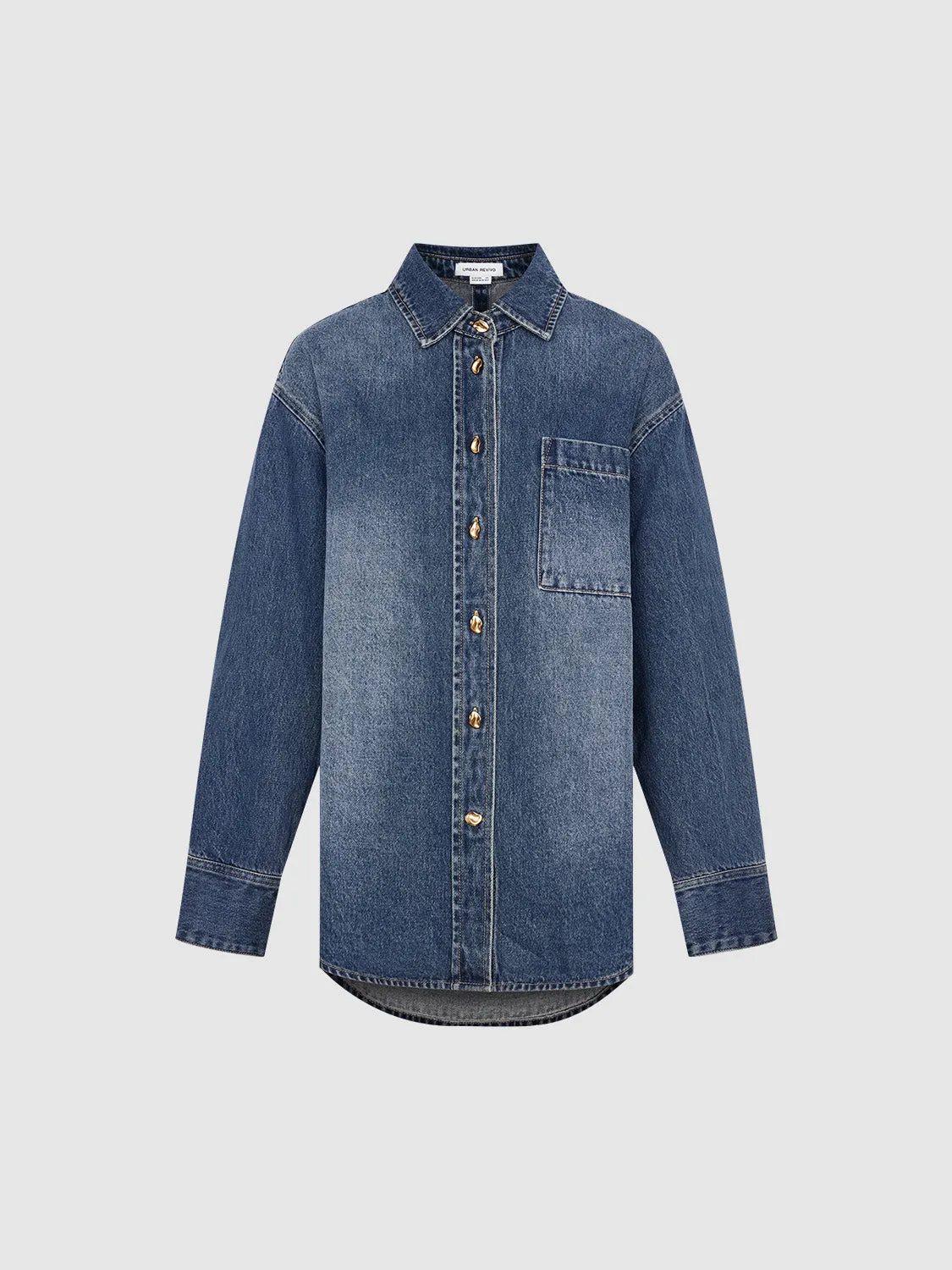 Button Up Loose Denim Shirt