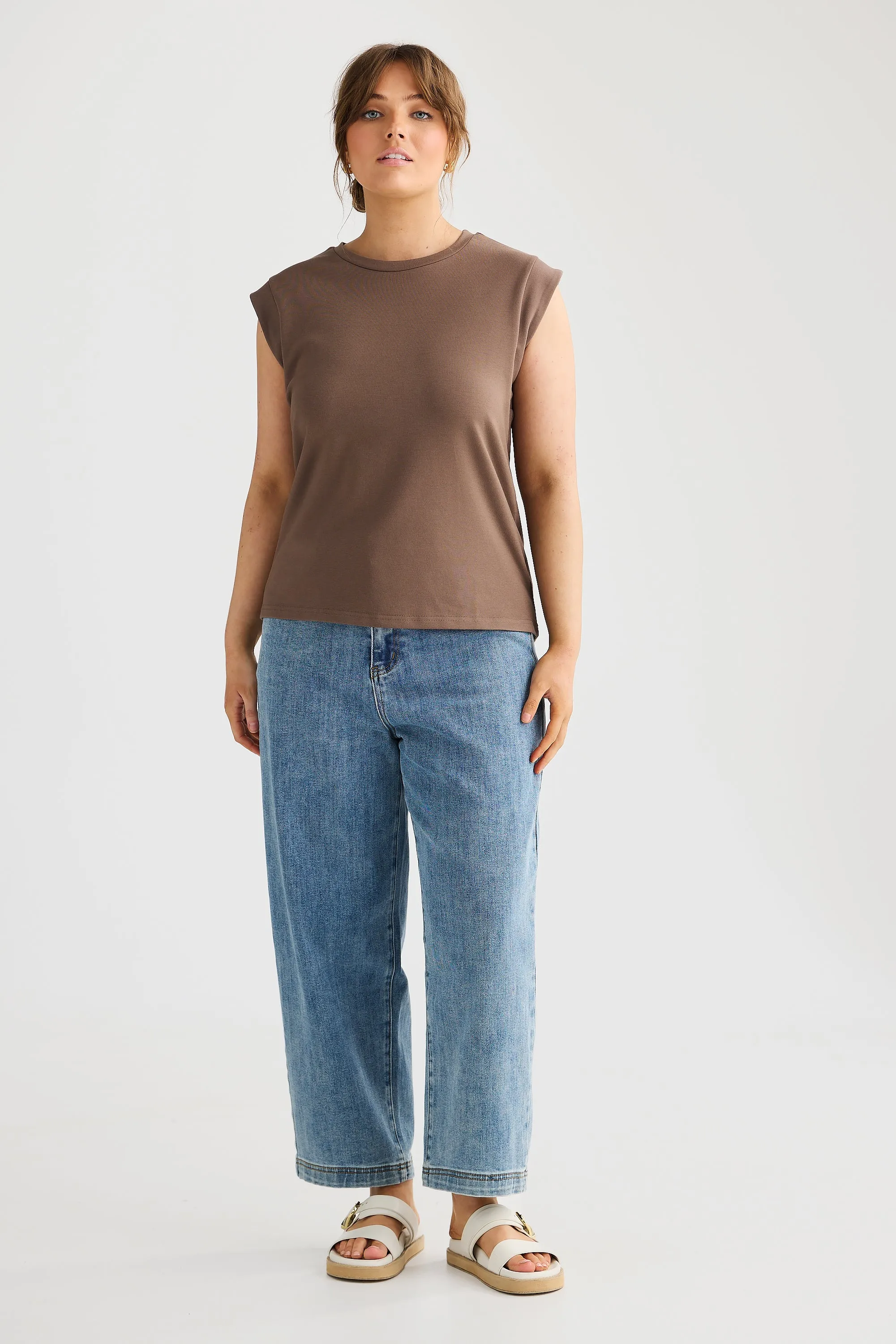 Cap Sleeve Jersey Tank - Taupe