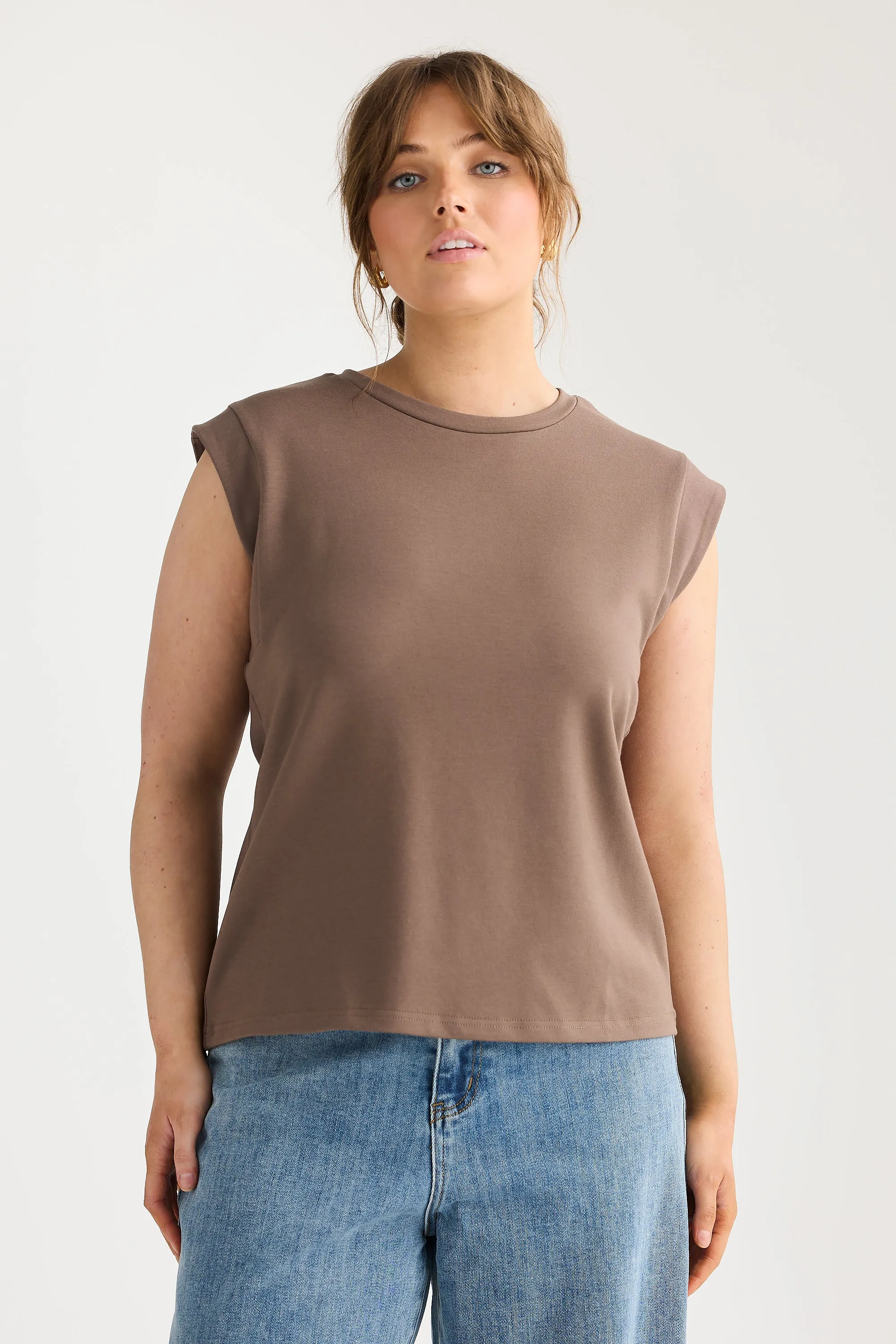 Cap Sleeve Jersey Tank - Taupe