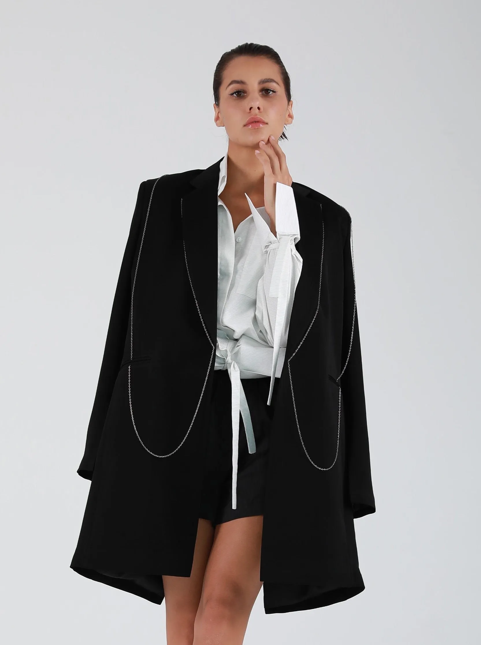 Chained Crepe Couture Blazer