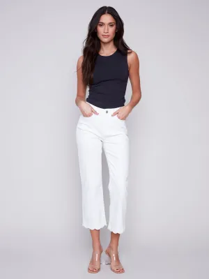 Charlie B Straight Leg Scalloped Hem Jean