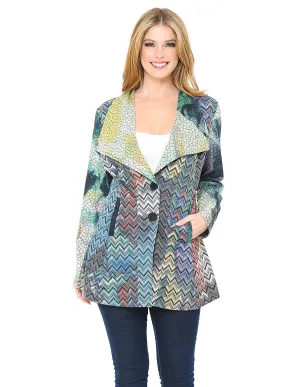 Chevron Print Tie Dye Coat