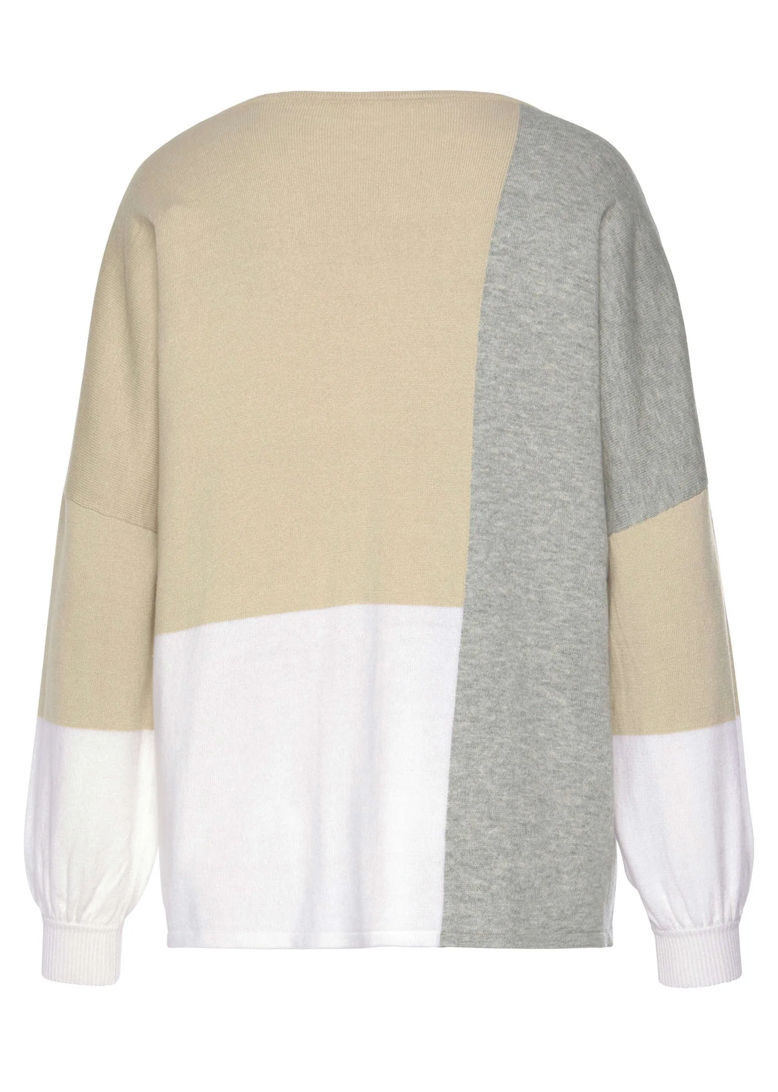 Colorblock Sweater - White & Taupe