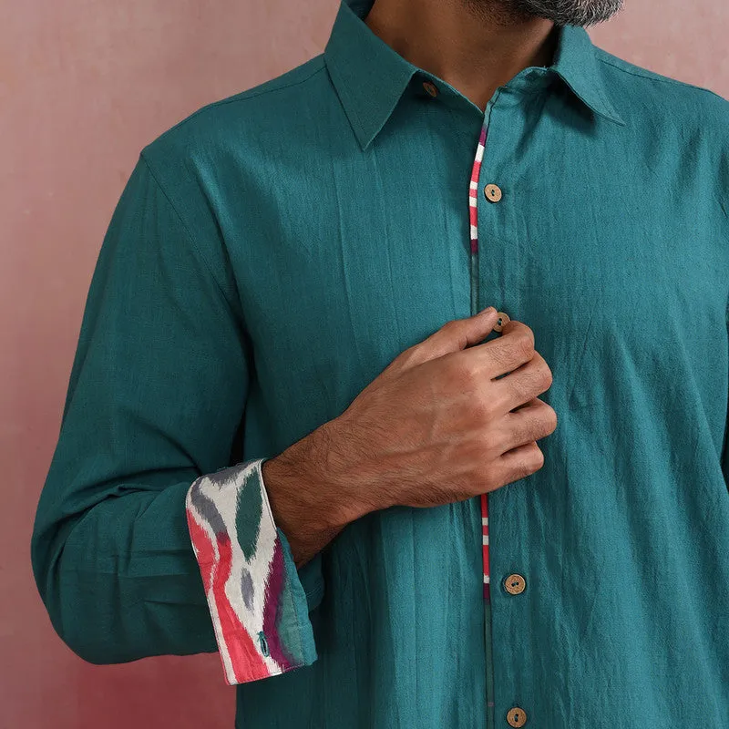 Cotton Shirt for Men | Teal green | Full Sleeves