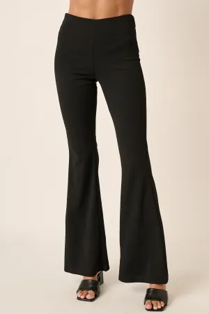 Crepe Knit Elastic Waist Flare Leg Pants