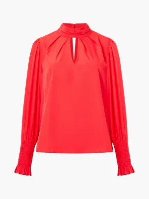 Crepe Light Keyhole Long Sleeve Blouse