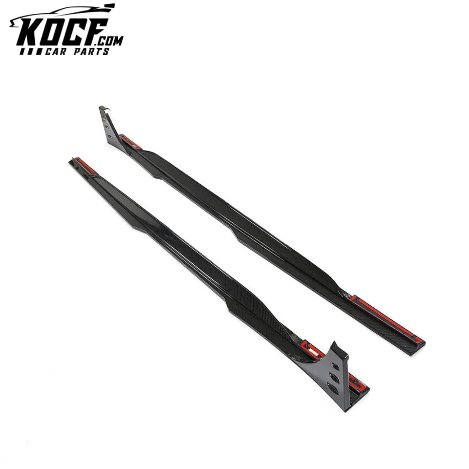 Dry Carbon Fiber RS6 Car Side Skirts Lip for Audi RS6 A6 C8 Avant Wagon 4-Door 2019- 2021