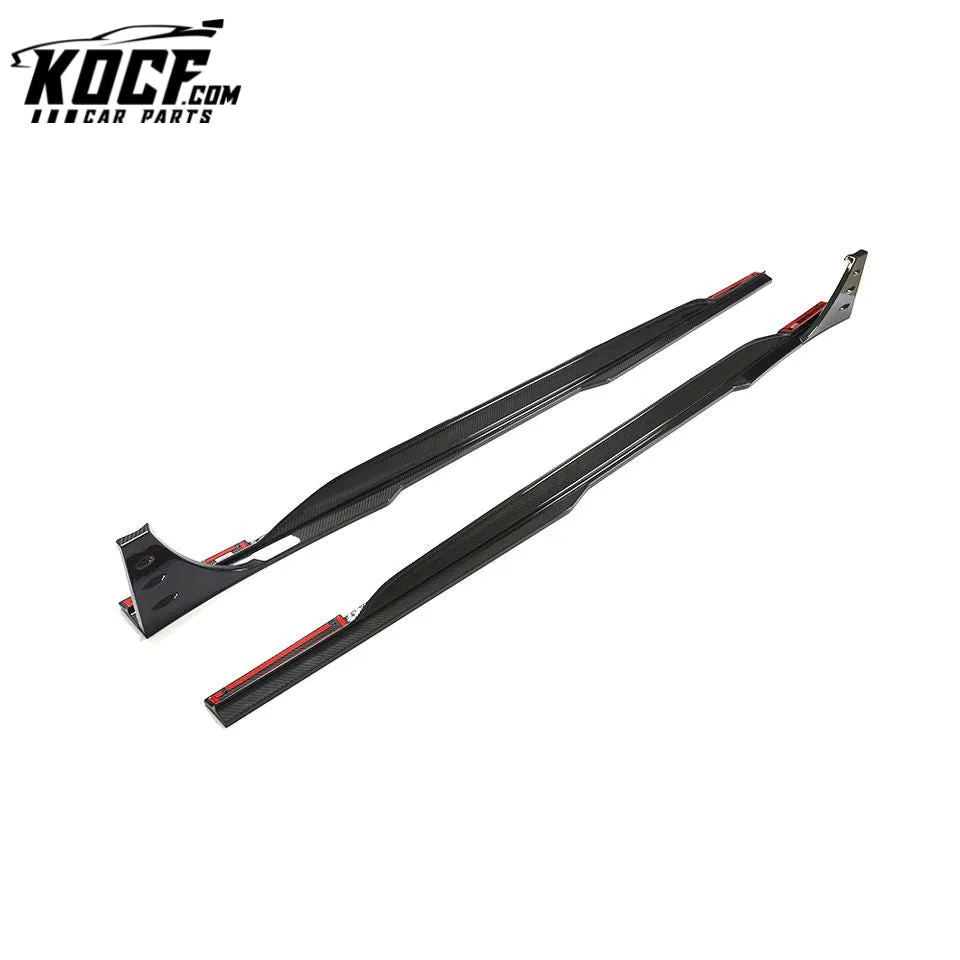 Dry Carbon Fiber RS6 Car Side Skirts Lip for Audi RS6 A6 C8 Avant Wagon 4-Door 2019- 2021