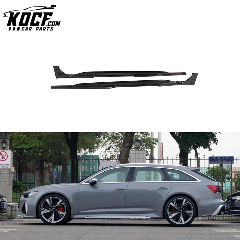 Dry Carbon Fiber RS6 Car Side Skirts Lip for Audi RS6 A6 C8 Avant Wagon 4-Door 2019- 2021