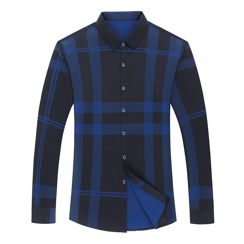 Elegant Silk Plaid Casual Shirts