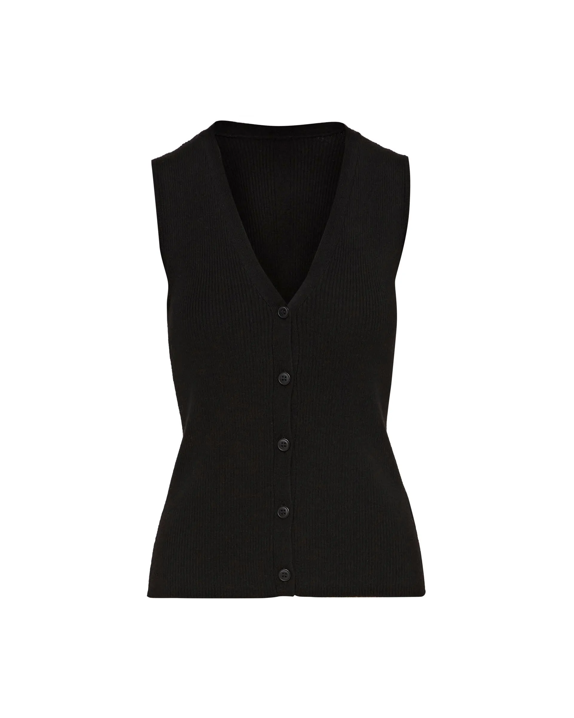 Everyday Knit Rib Waistcoat in Viscose Wool | Black