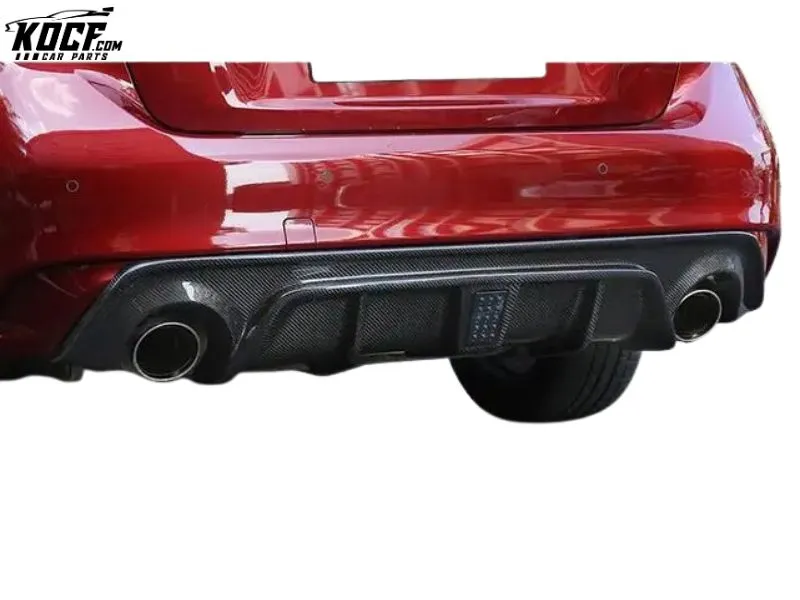 FITS 18-21 INFINITI Q50 CARBON FIBER REAR BUMPER DIFFUSER LIP W/LED BRAKE LIGHT