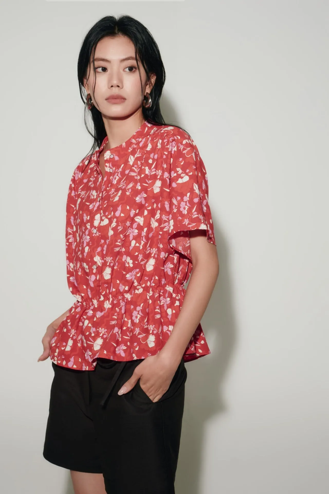 Floral Print Batwing Blouse