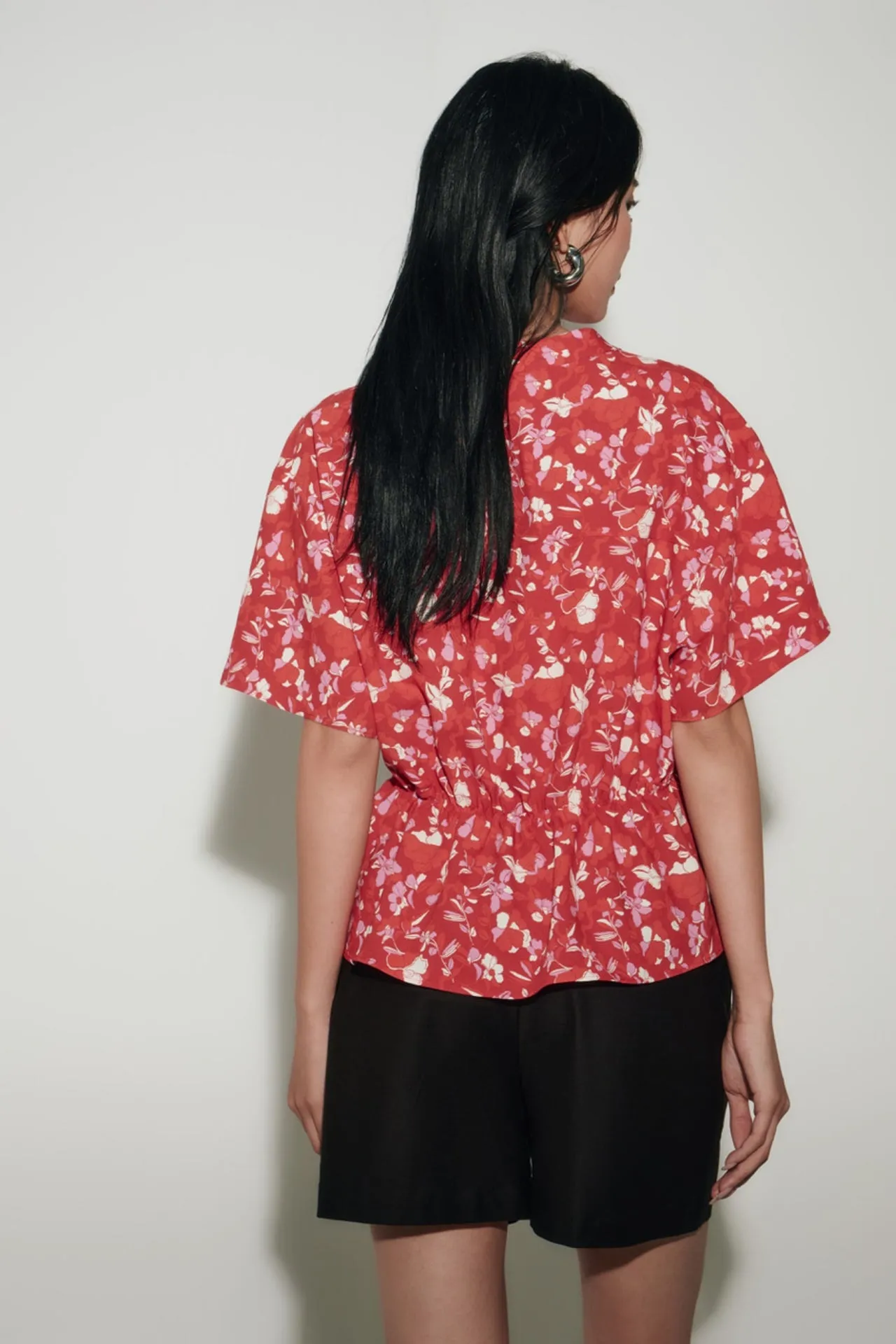 Floral Print Batwing Blouse