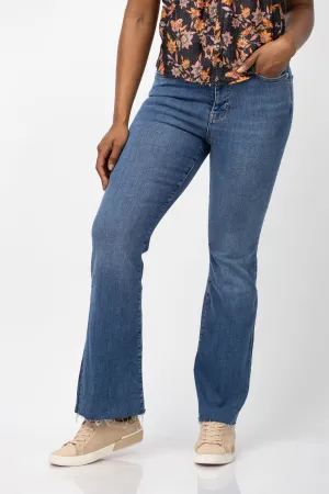 Frame Le Easy Flare Raw Fray Jeans in Mermaid