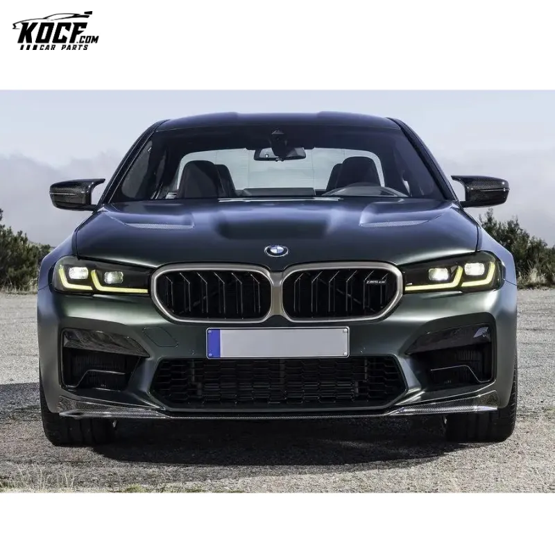 Front Bumper Spoiler Splitter Lip fit for 2021 BMW F90 M5 3-PC CS Style Carbon Fiber LCI Front Bumper Spoiler Splitter