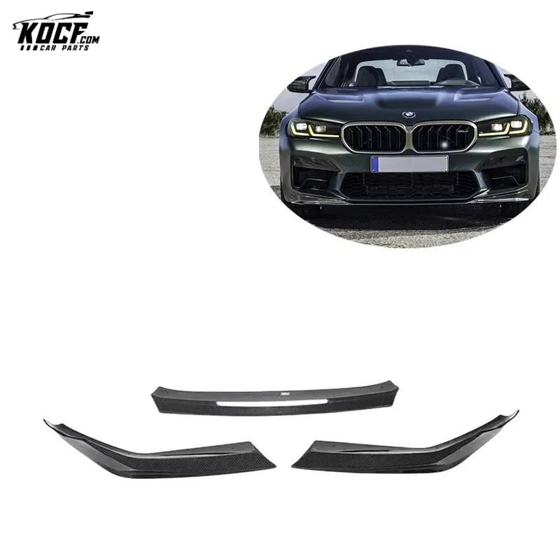 Front Bumper Spoiler Splitter Lip fit for 2021 BMW F90 M5 3-PC CS Style Carbon Fiber LCI Front Bumper Spoiler Splitter