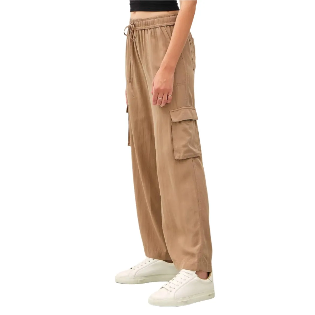 Hazelnut High Rise Drawstring Cargo Pants