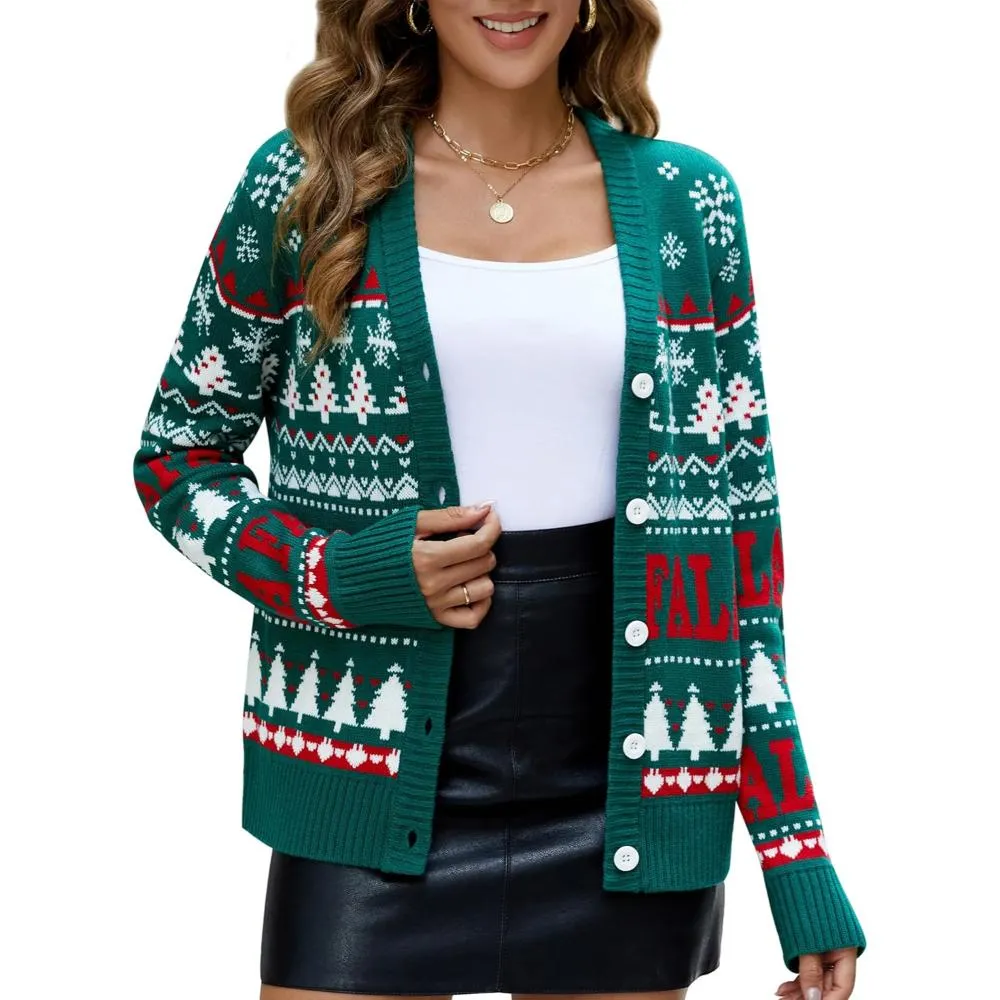 Holiday Cardigan Sweater With Button Detail