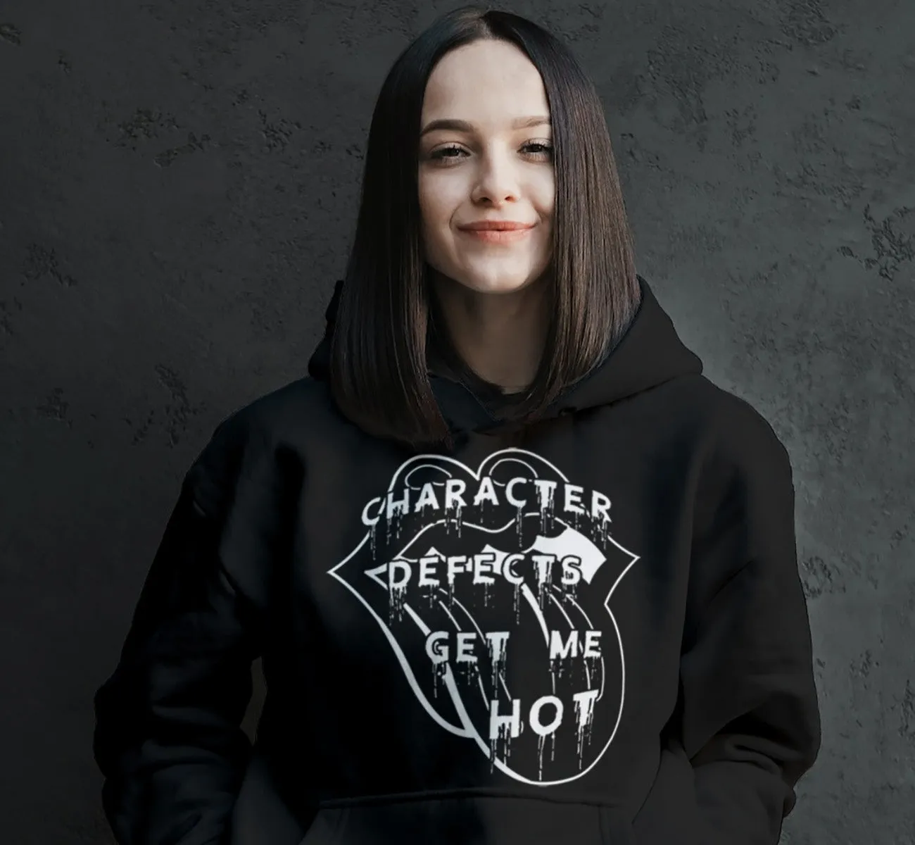 Hoodie - Defects Get Me Hot - Black