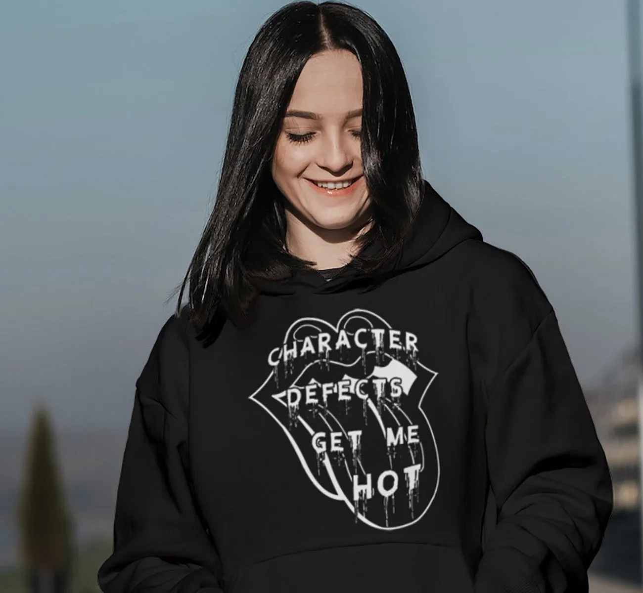 Hoodie - Defects Get Me Hot - Black