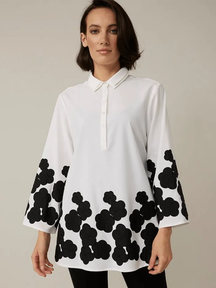 Joseph Ribkoff T Floral Patch White Blouse 221936 303