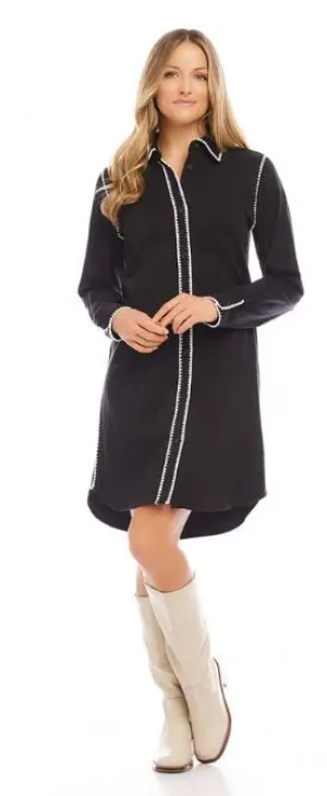 Karen Kane Edge Stitch Shirtdress Black