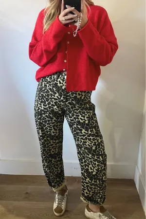 Leopard Print Denim Pants