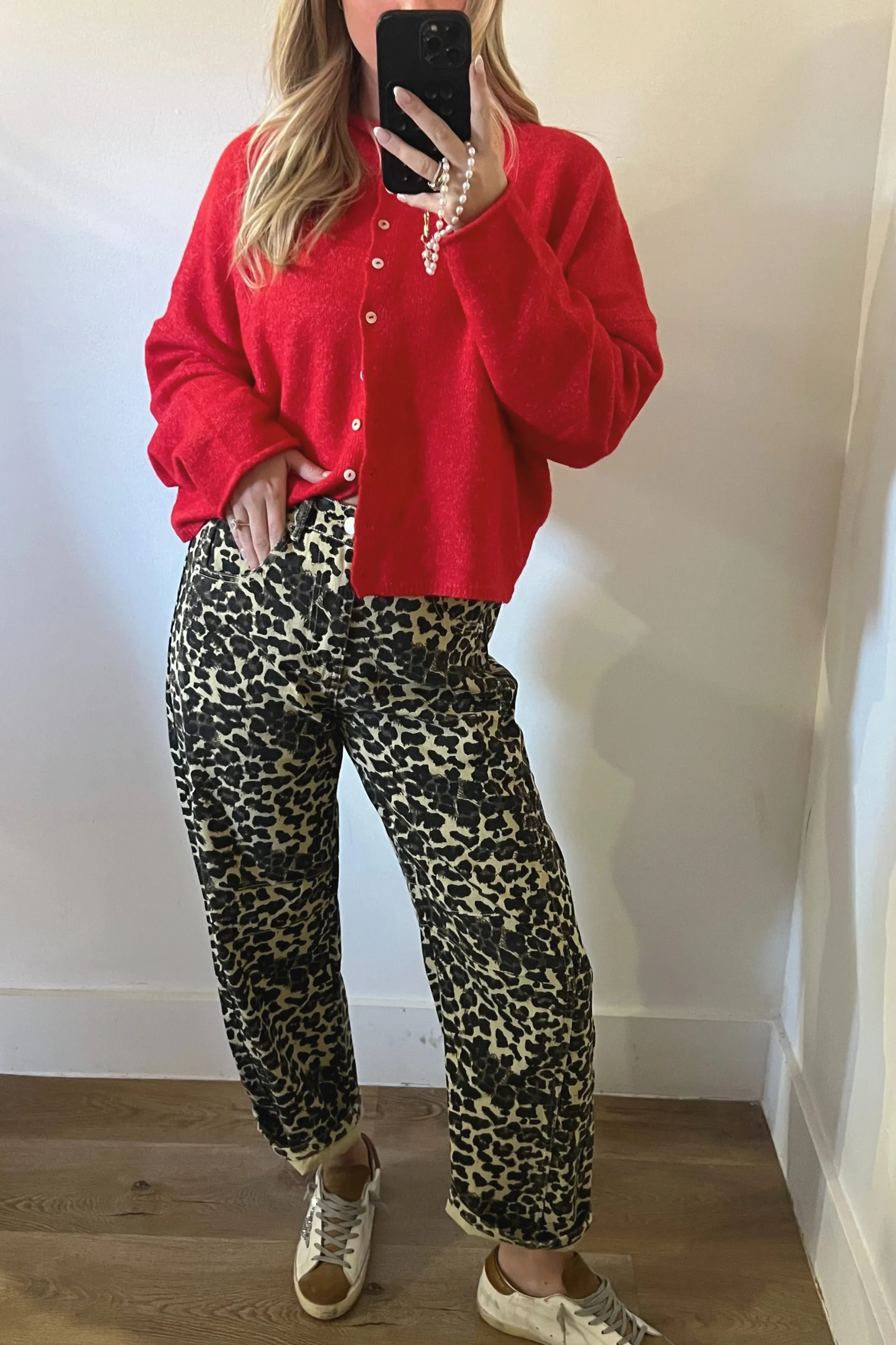 Leopard Print Denim Pants