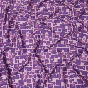 Light Pink and Purple Geometric Viscose Digital Printed Fabric - 110 cm Width-D19990