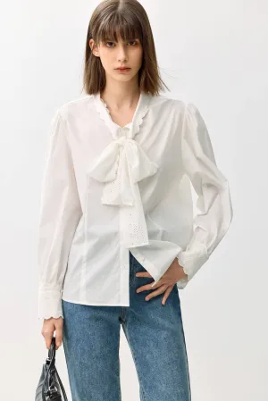 LILY Elegant Lace Bow Shirt