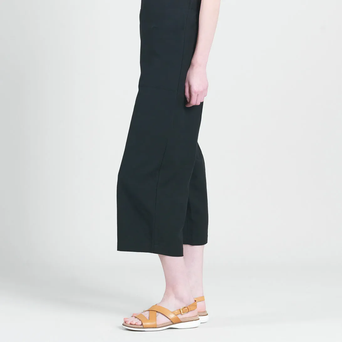 Linen Knit - Front Pocket Low Drop Cropped Pant - Black - Final Sale!