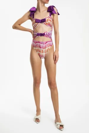 Lipstick Cut-Out Swimsuit With Bows