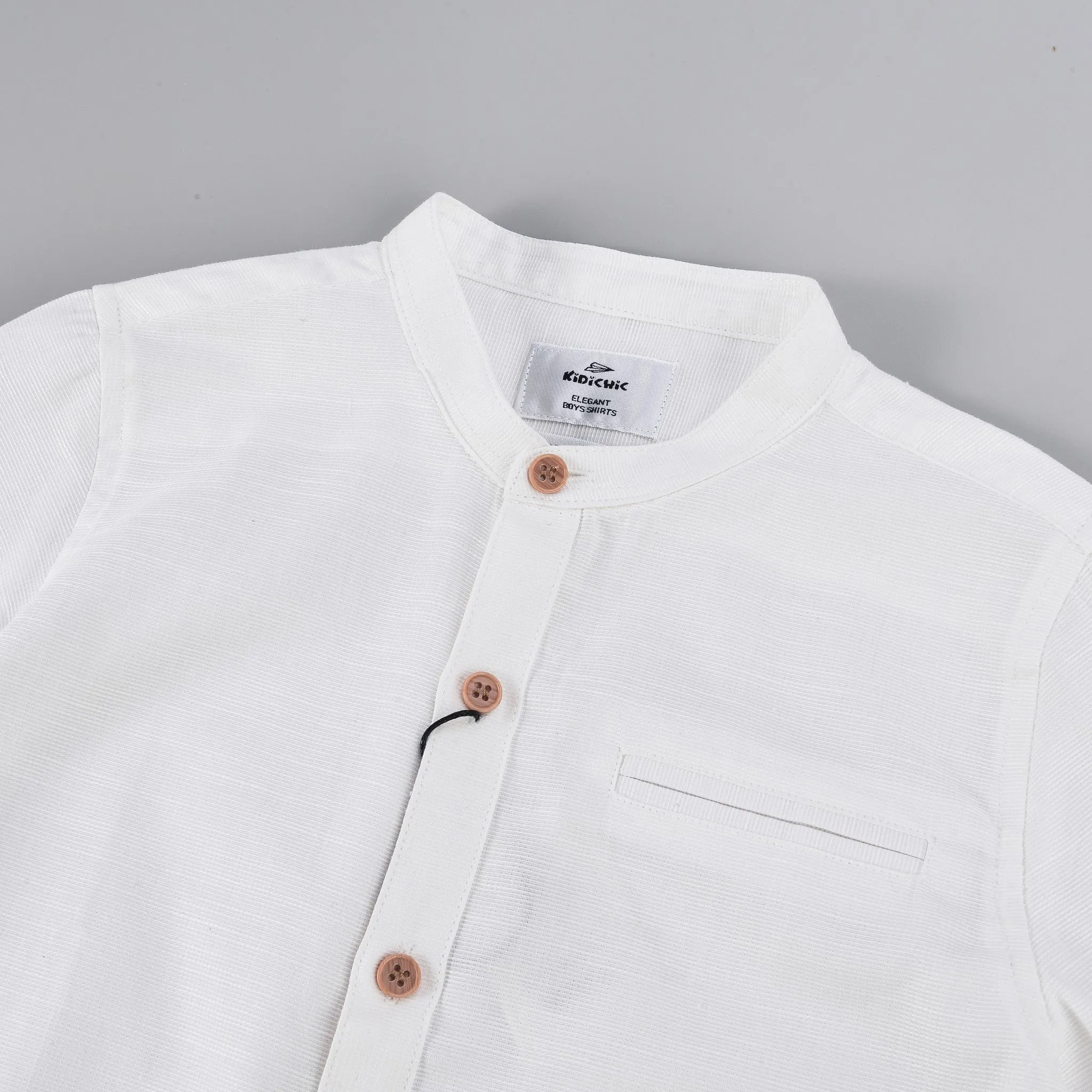 Mandarin Collar S.S Shirt- Elegant