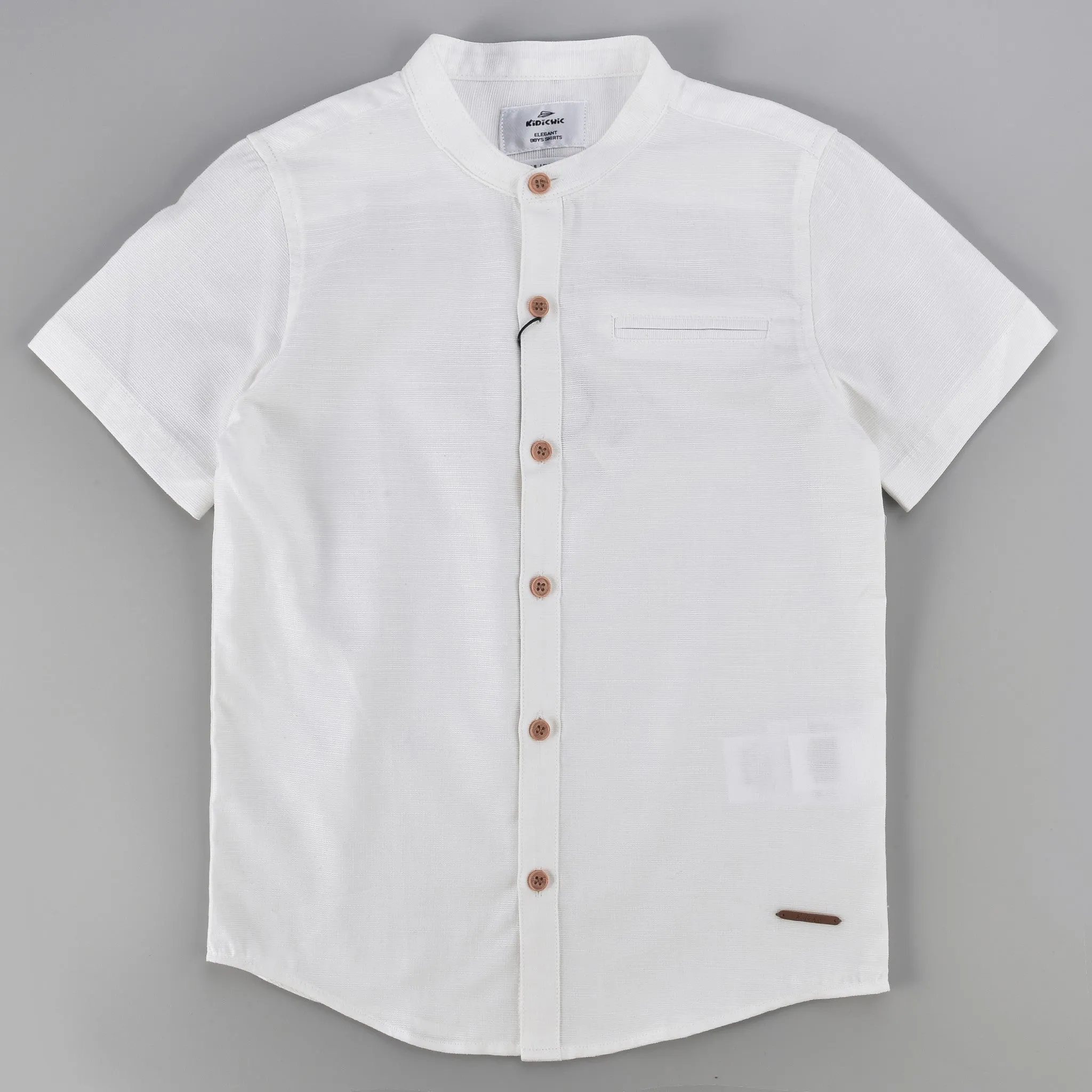 Mandarin Collar S.S Shirt- Elegant