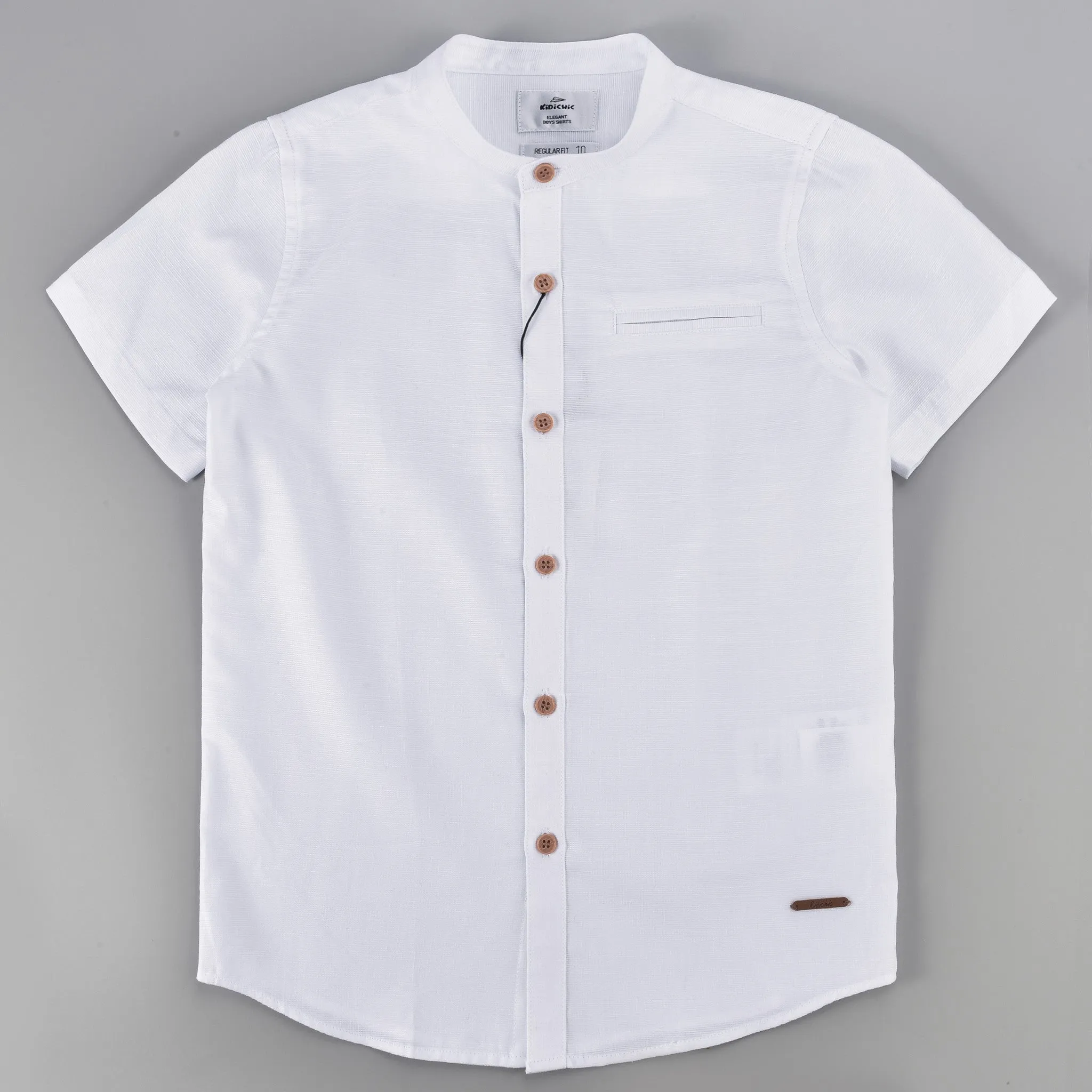 Mandarin Collar S.S Shirt- Elegant