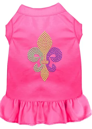 Mardi Gras Fleur De Lis Rhinestone Dress Bright Pink 4x (22)