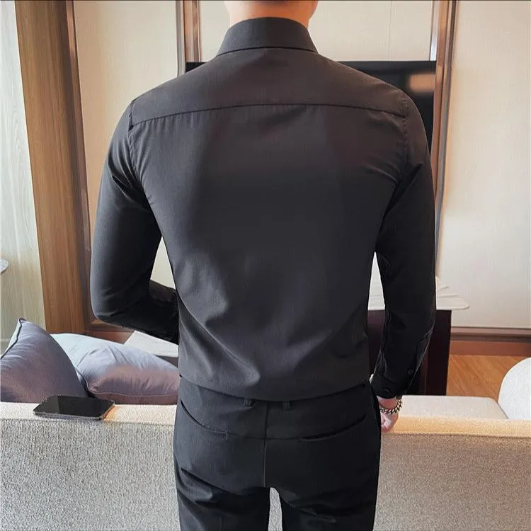 Men's Elegant Long Sleeve Slim Fit Shirt – Luxury Dress Shirt for Social Events & Casual Tuxedo Style